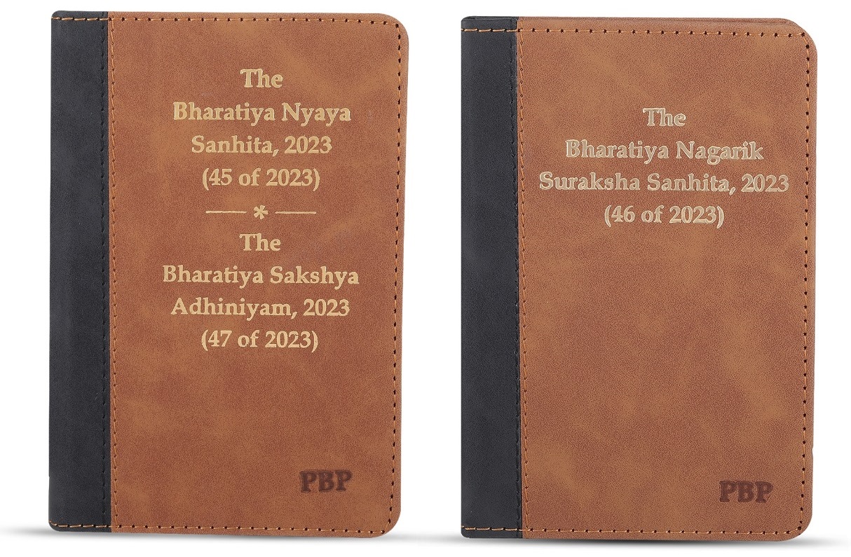 Combo of 2 Books 3 New Criminal Laws- Bharatiya Nagrik Suraksha Sanhita  2023  BNSS  alongwith Bharatiya Nyaya Sanhita  2023  BNS    Bharatiya Sakshya Adhiniyam  2023  BSA   Coat Pocket Edition  Palmtop Edition Delexue Bound